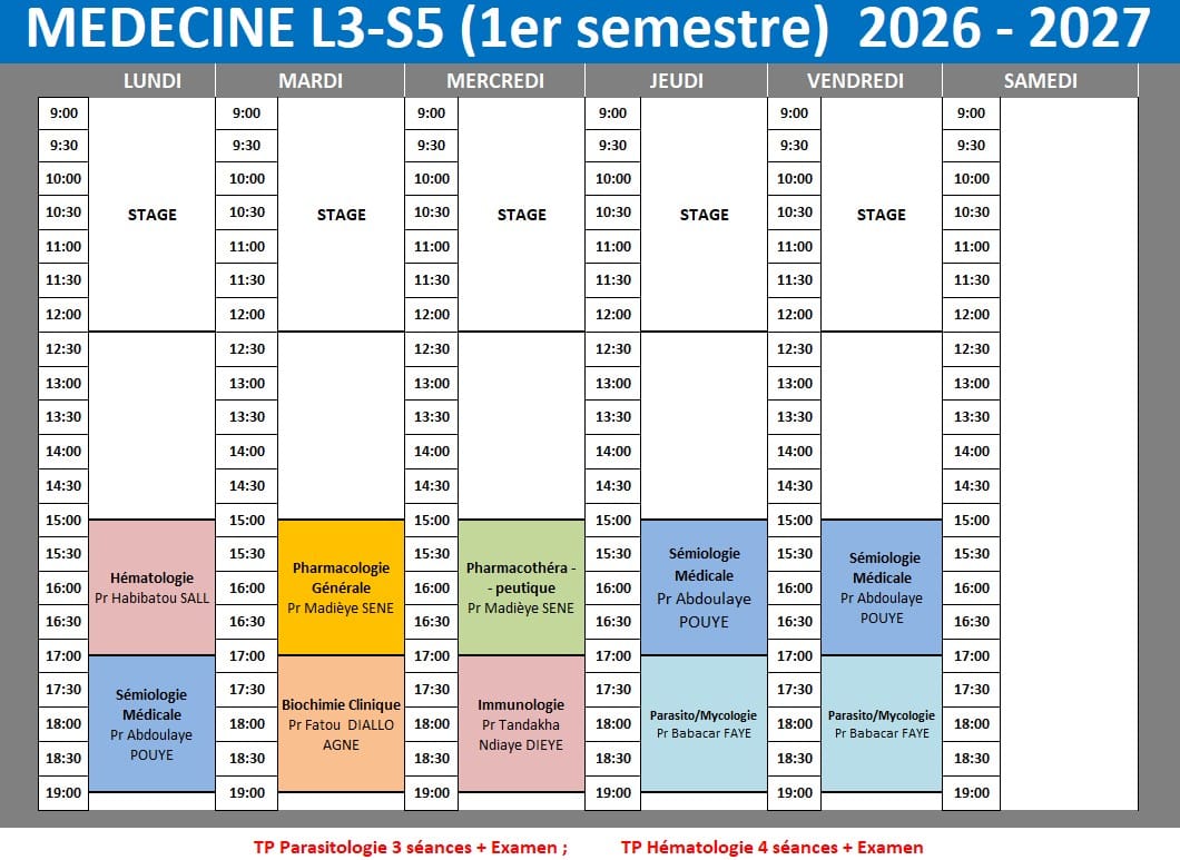 Emploi du temps L3