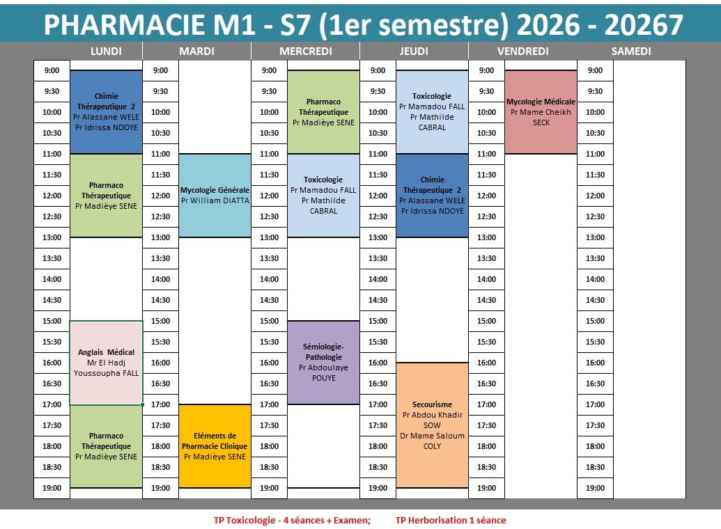 Emploi du temps M1